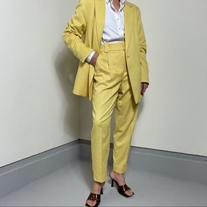 H&M yellow suit with pants. Jacket size XL, pants size US 6.
